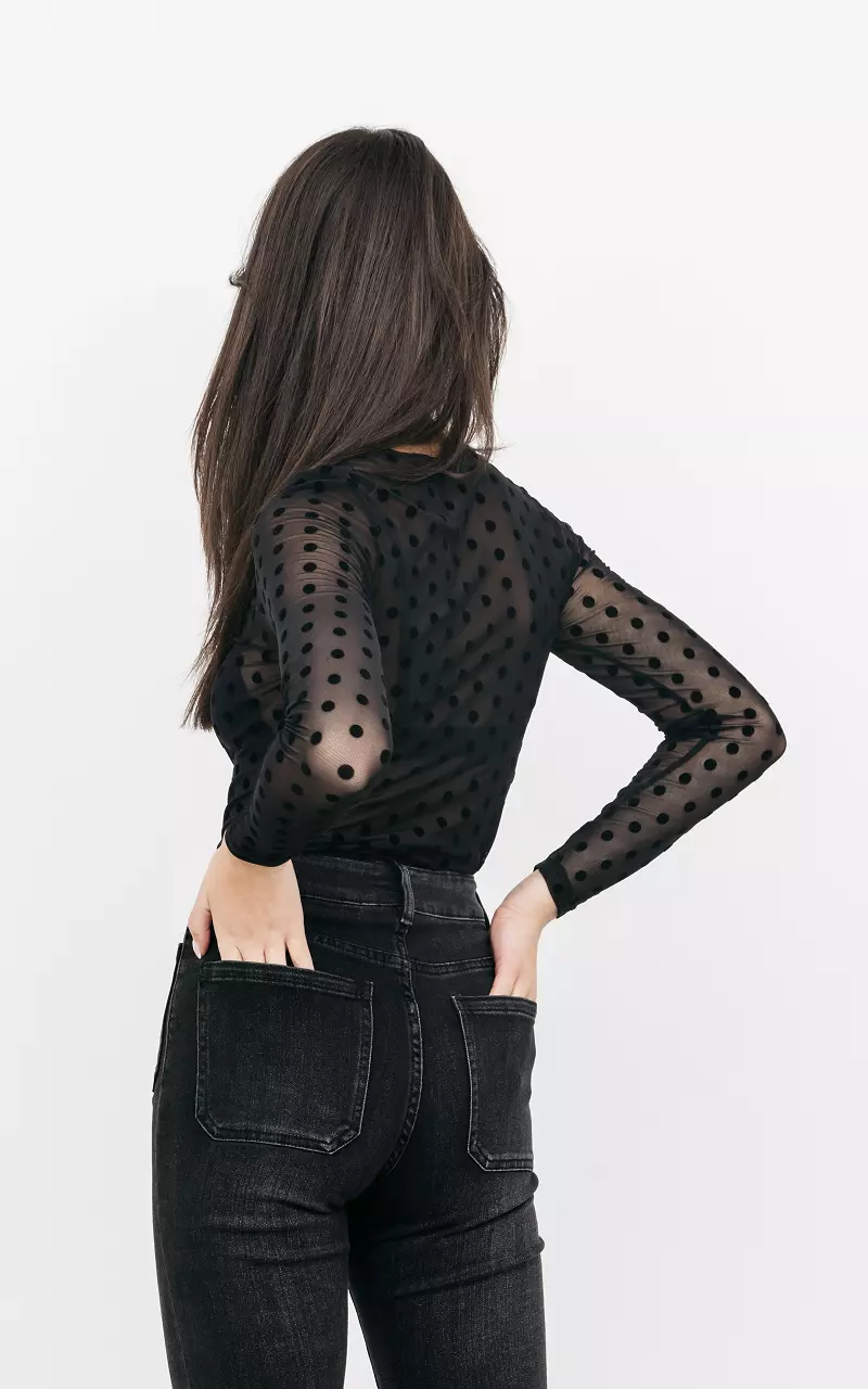 Dotted see-through top Black