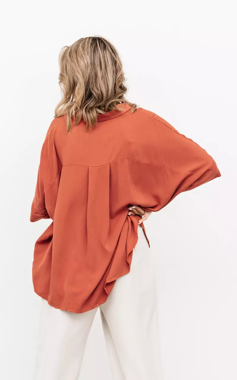 Oversized blouse with buttons Rust Brown