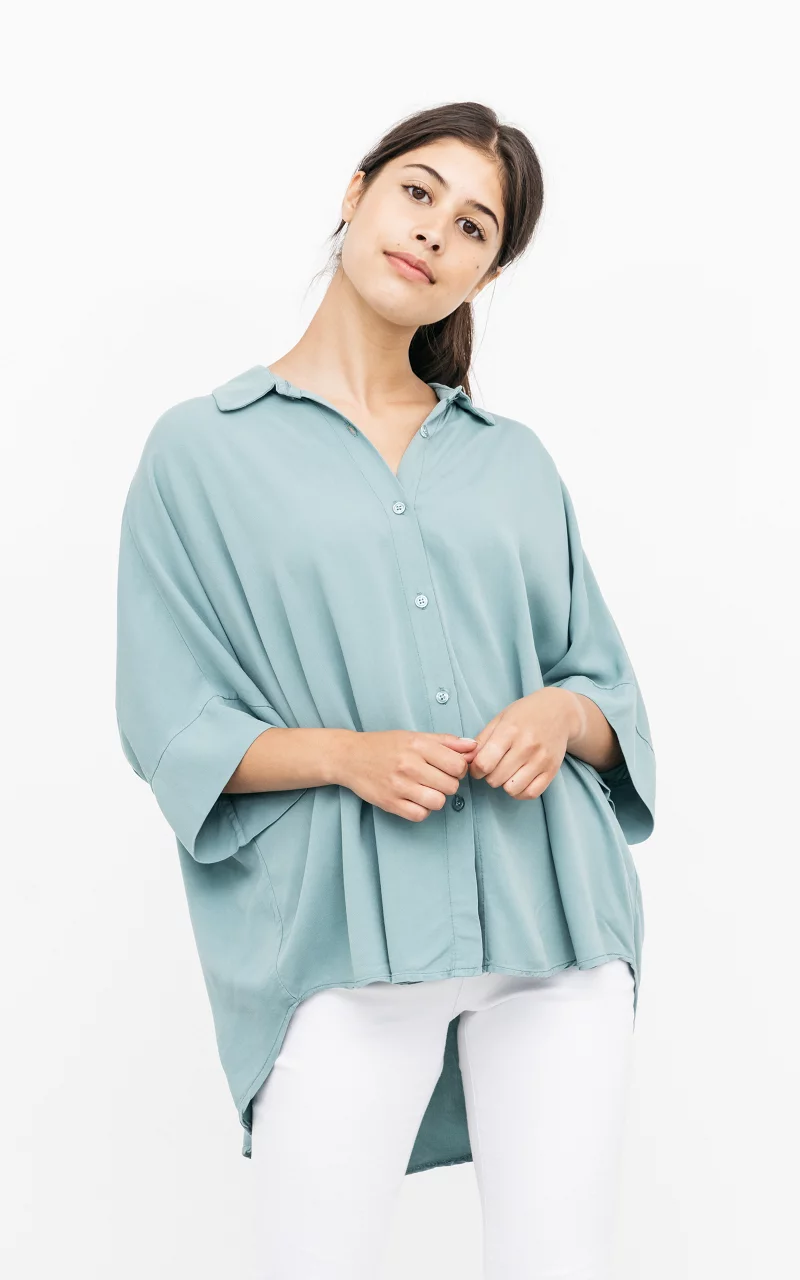 Oversized blouse with buttons Blue