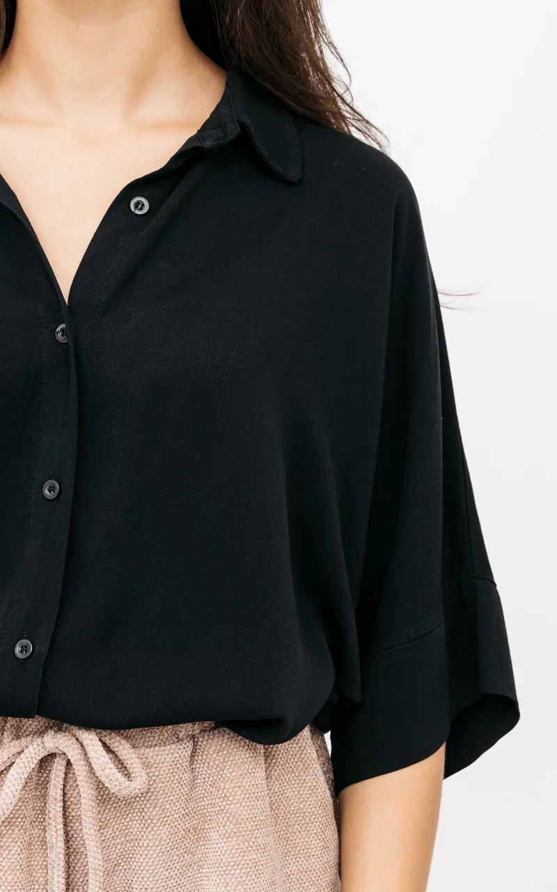 Oversized blouse with buttons Black