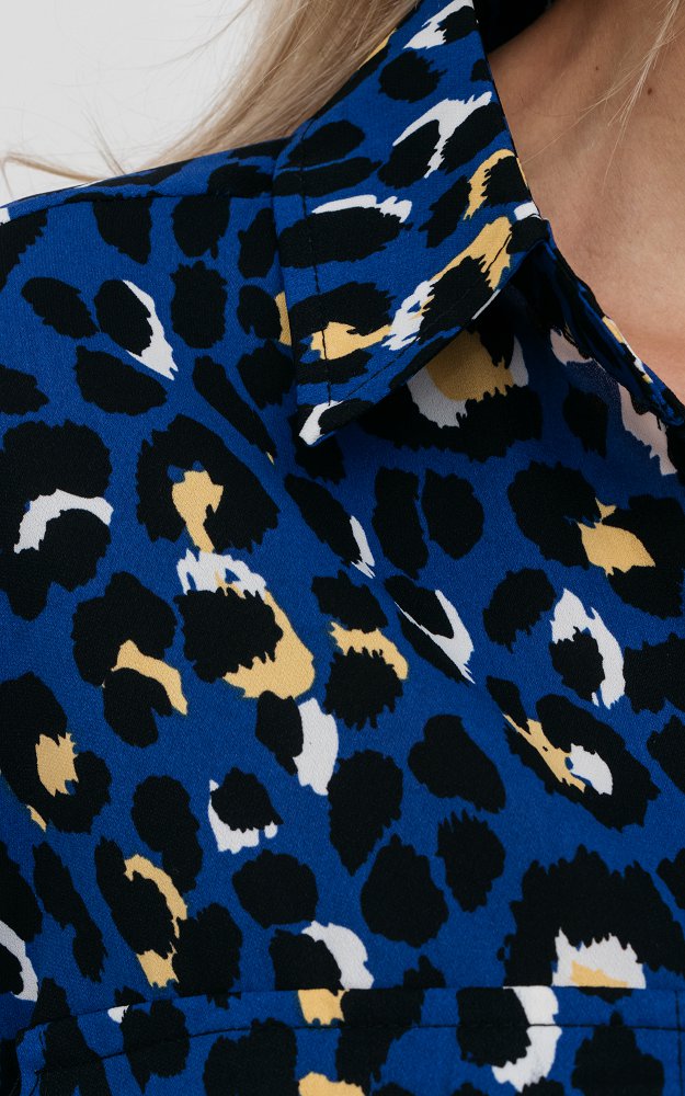 Chemisier Suzanne Bleu Noir Chemisier Imprime Leopard