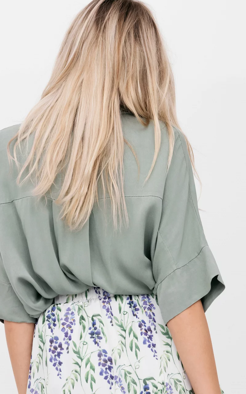 Oversized blouse met knopen Groen
