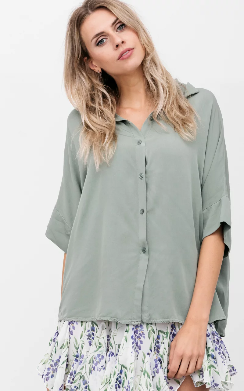 Oversized blouse met knopen Groen