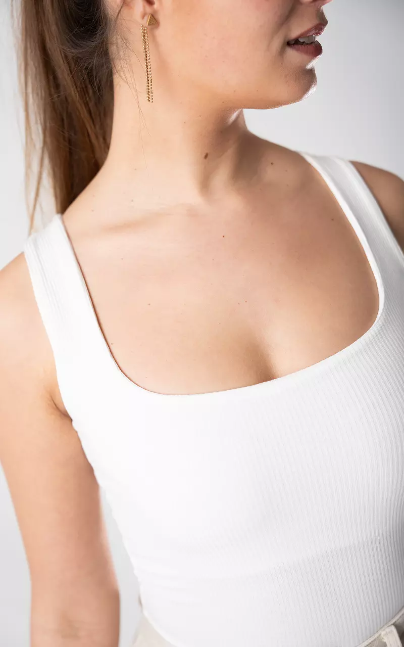 Tank top with a square neckline White