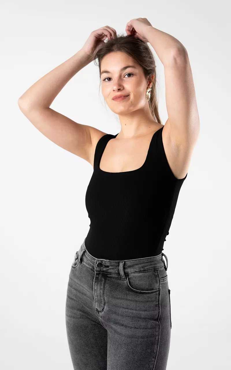 Tank top with a square neckline Black