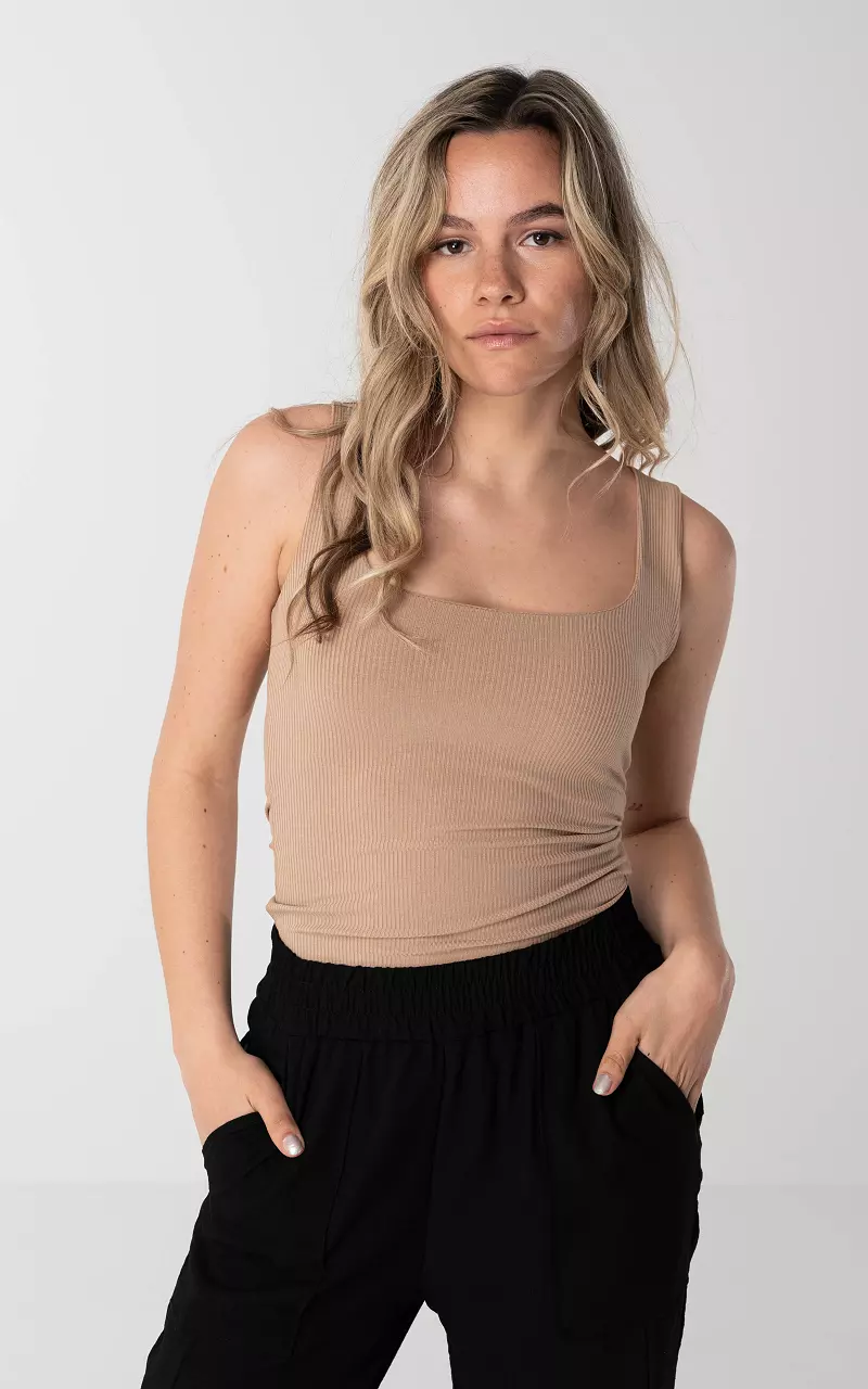 Tank top with a square neckline Light Brown