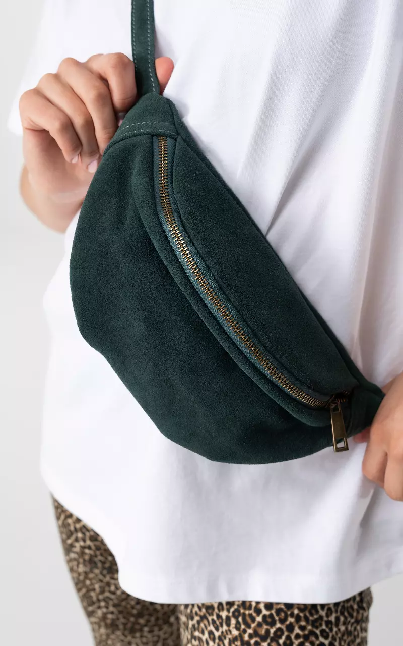 Wildleder-Hüfttasche mit Reißverschluss Grün