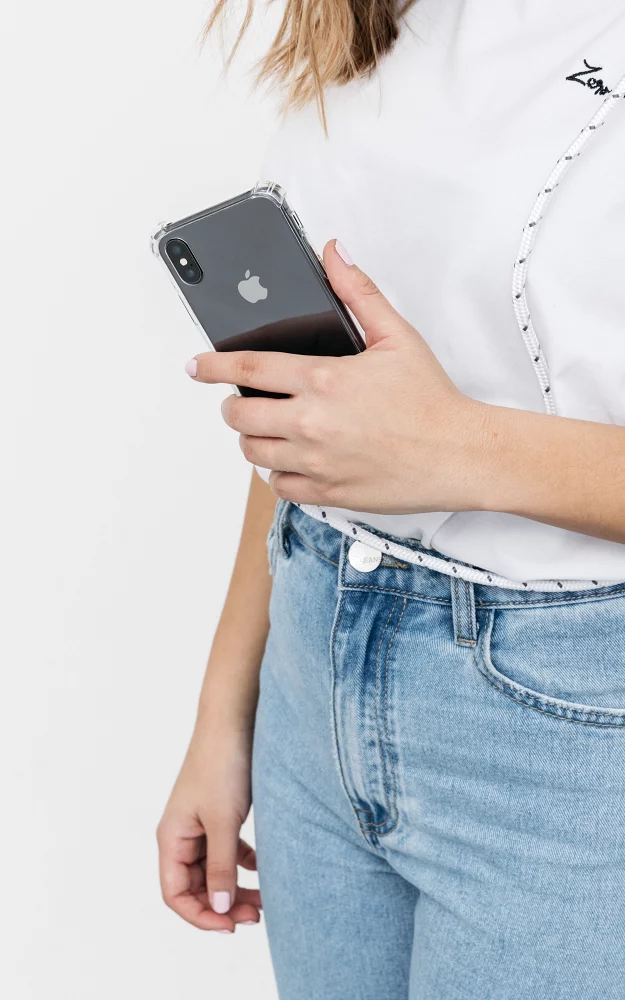 Doorzichtig iPhone hoesje met koord Wit Nude