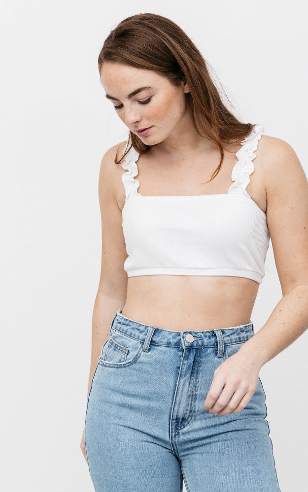 ruffle tube top with straps