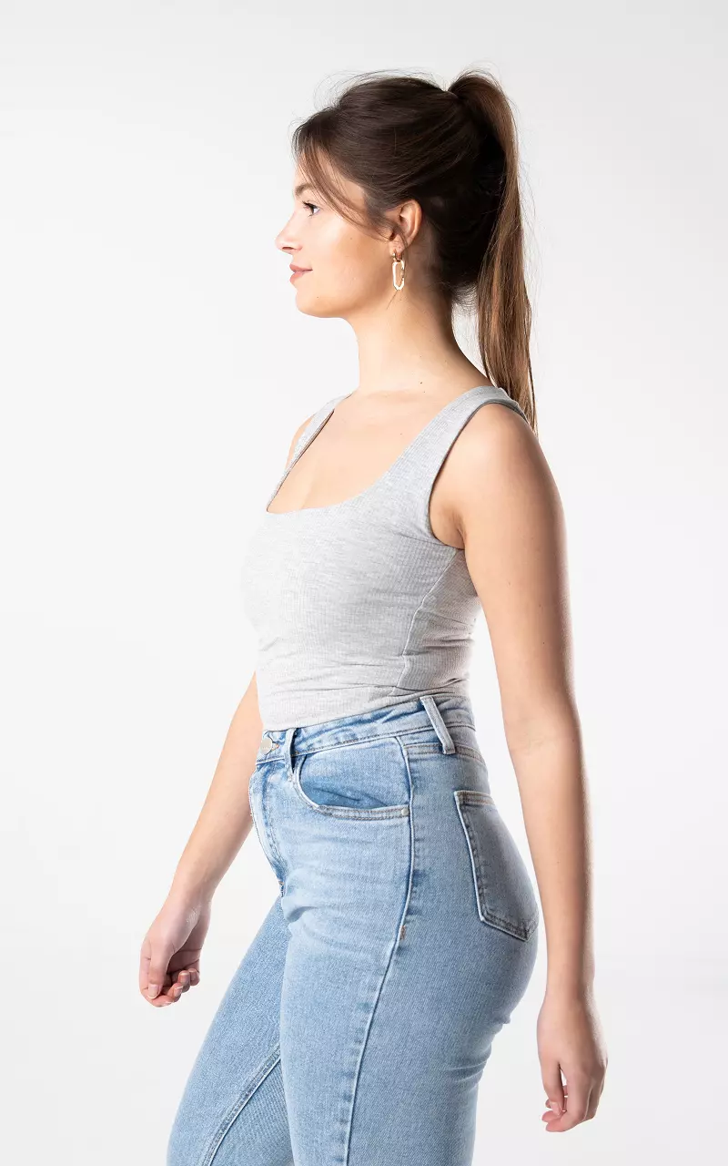 Tank top with a square neckline Light Grey
