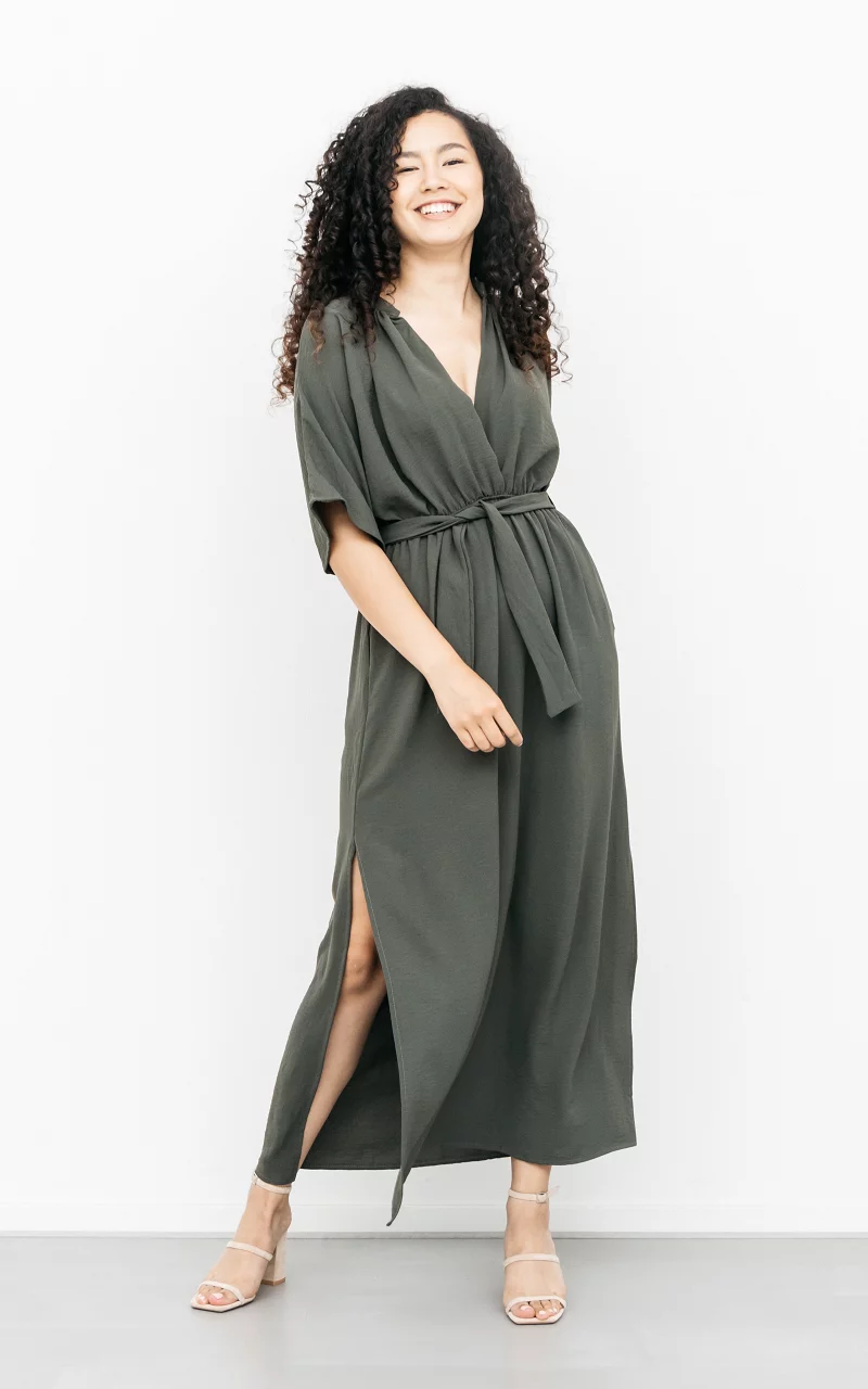 Maxi jurk met split Groen