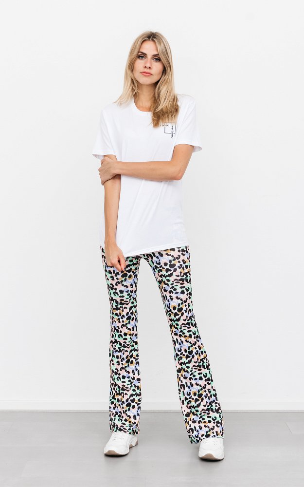 baby pink flared trousers