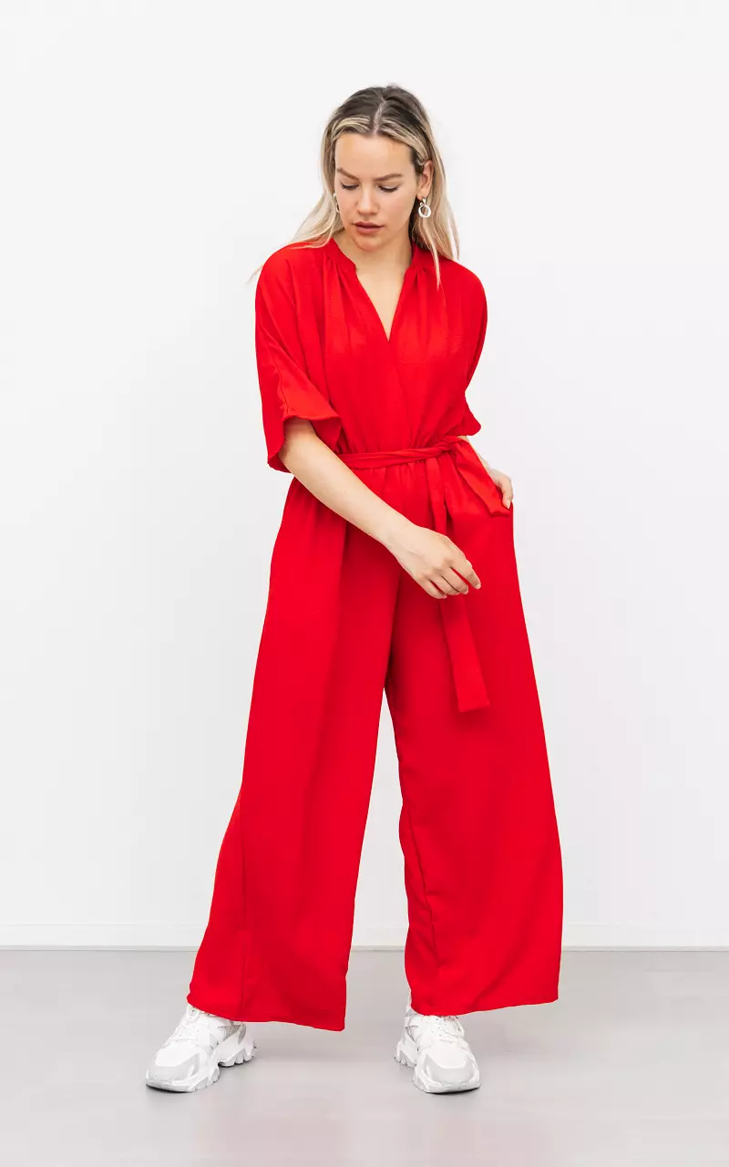 Jumpsuit with two side pockets Red