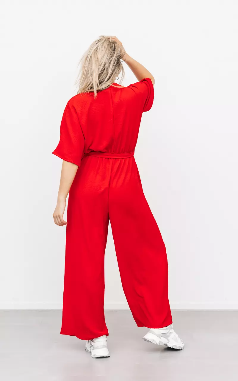 Jumpsuit with two side pockets Red