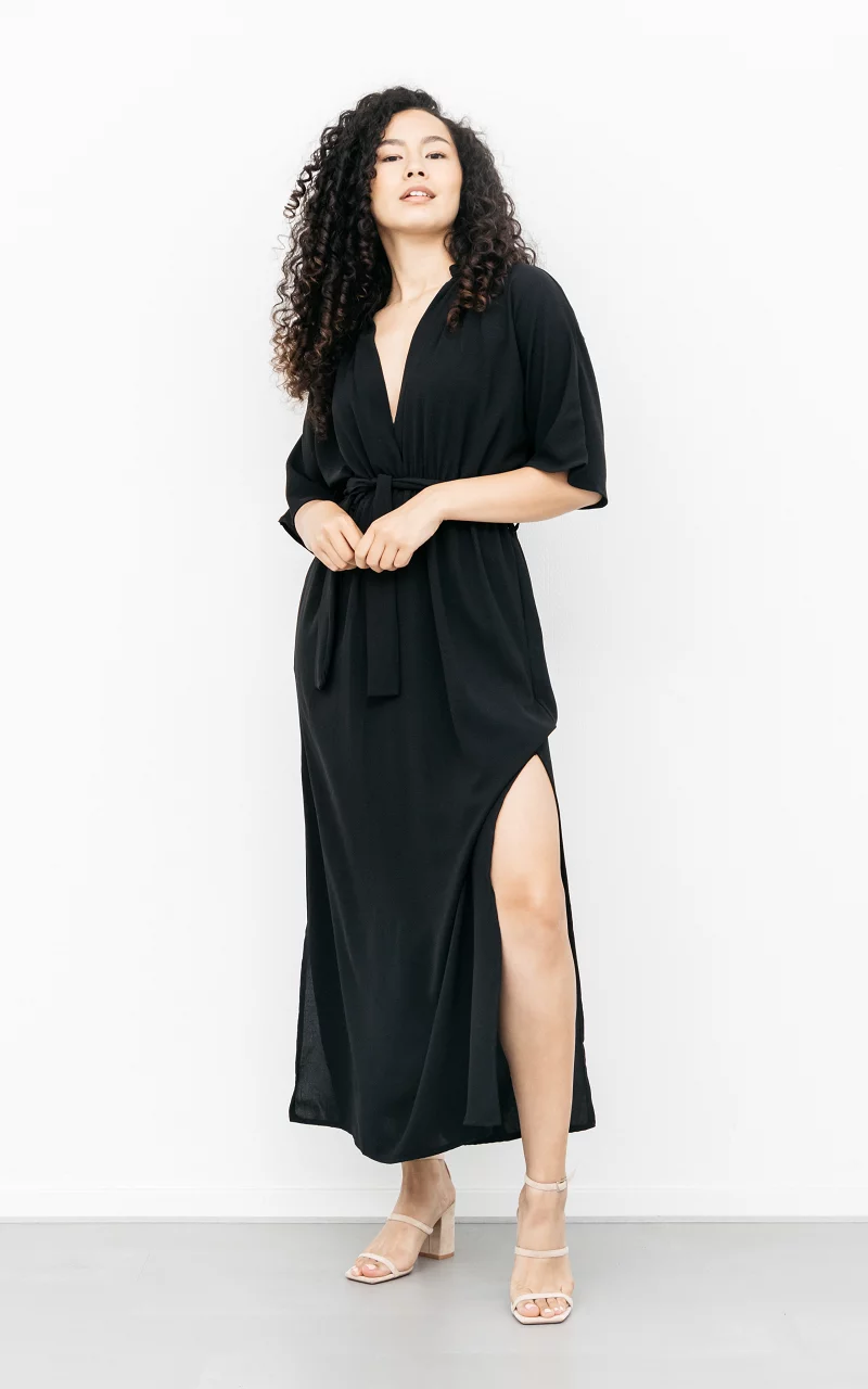 Maxi dress with split Black