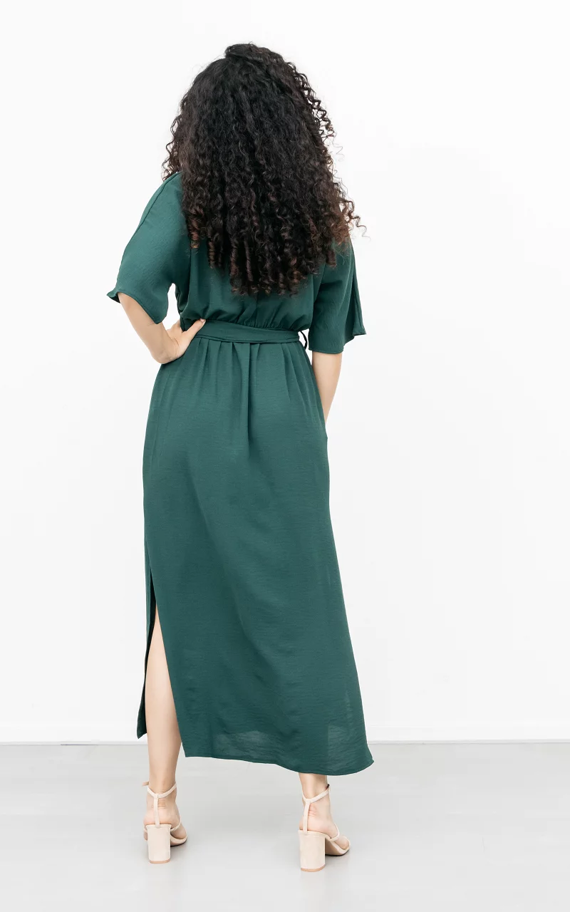 Maxi dress with split Dark Green