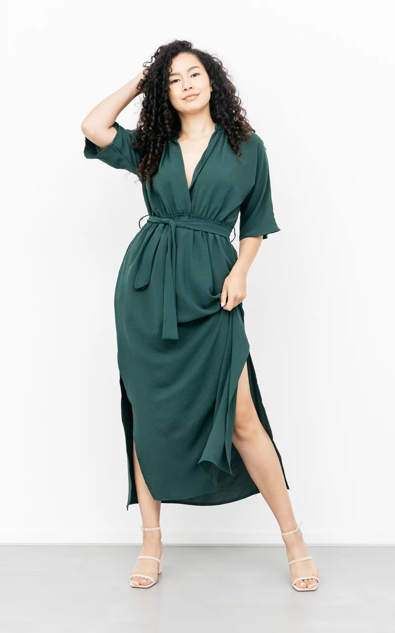 Maxi dress with split Dark Green