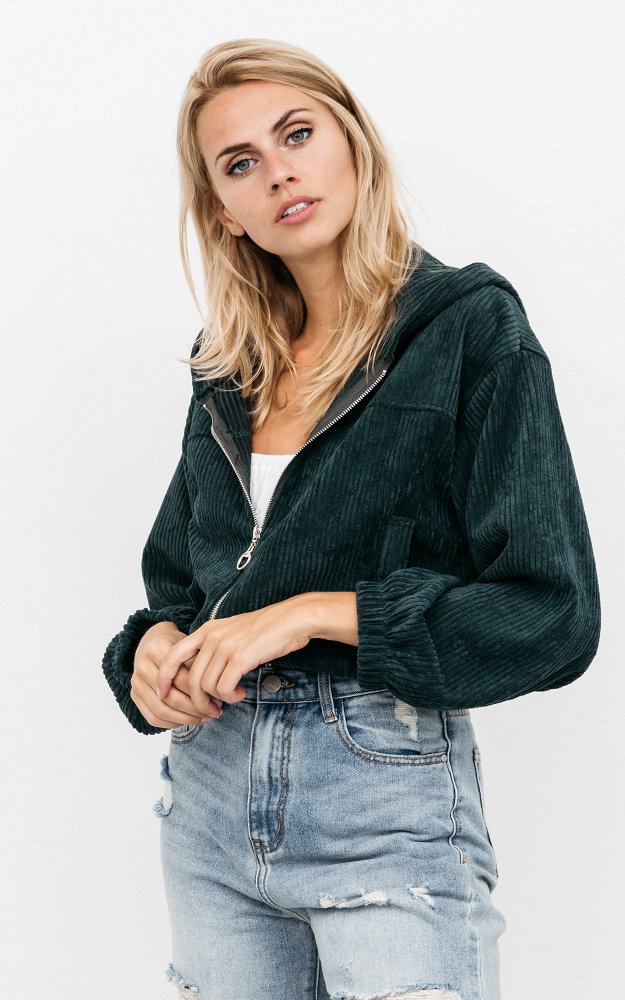 dark green cropped cardigan