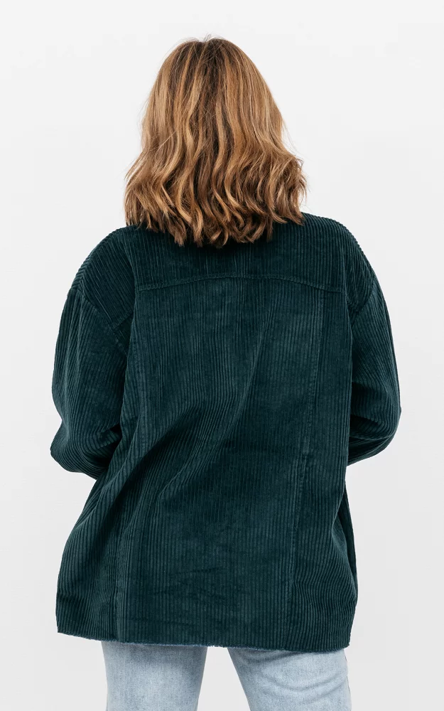 Ribbed fabric, velvet look jacket Dark Green