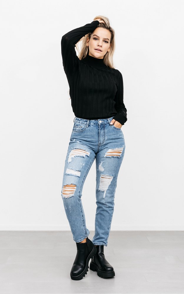 Jeans Marloes Hellblau Coole Boyfriend Jeans Mit Destroyed Details