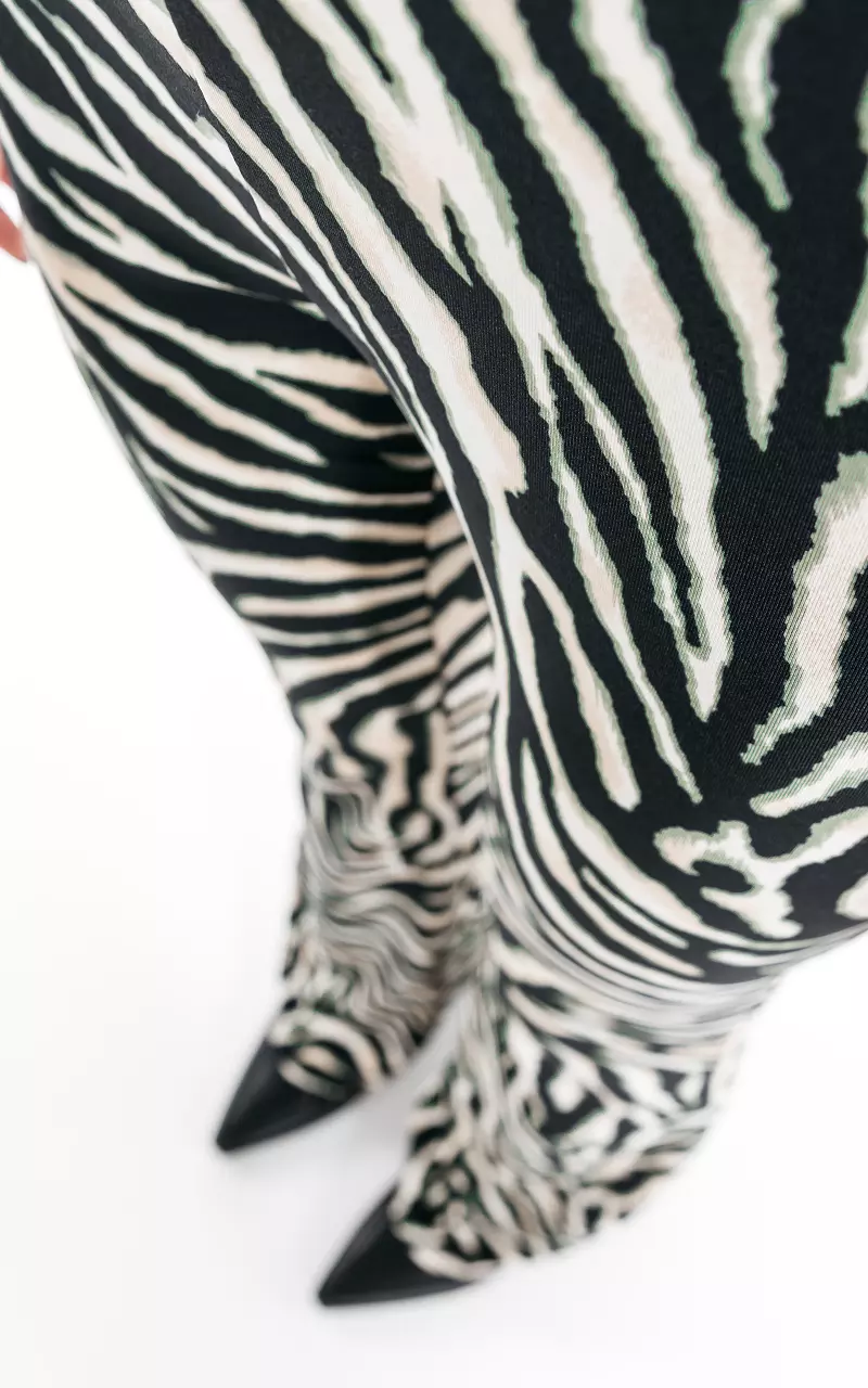 Flared broek met zebraprint Zwart Creme
