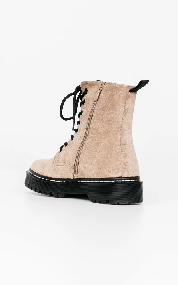 Suéde-look, lace-up boots Taupe