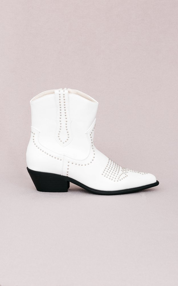 white studded cowboy boots