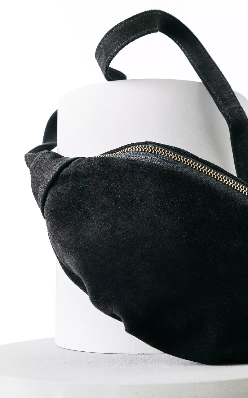 Wildleder-Hüfttasche mit Reißverschluss Schwarz