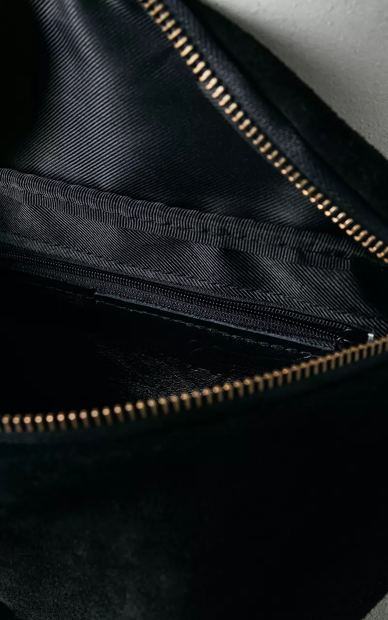 Wildleder-Hüfttasche mit Reißverschluss Schwarz