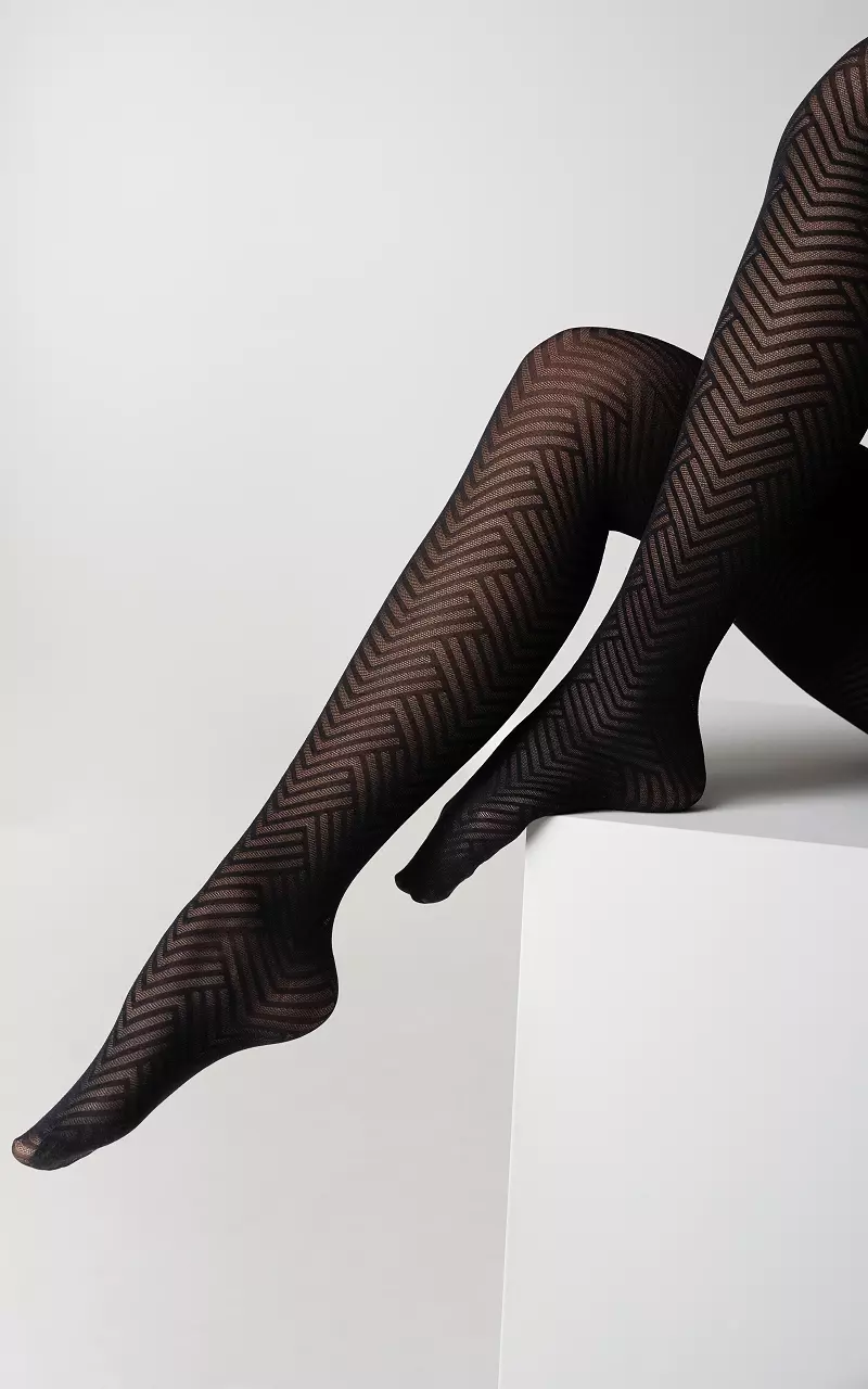 Panty met zigzag patroon Zwart