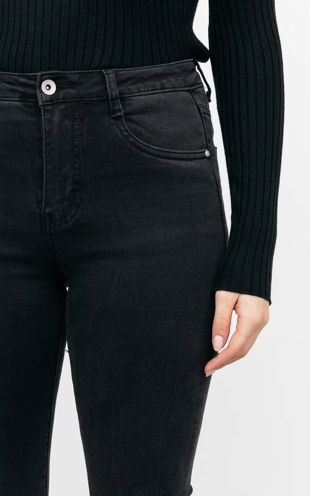 Flared, high waist jeans Black