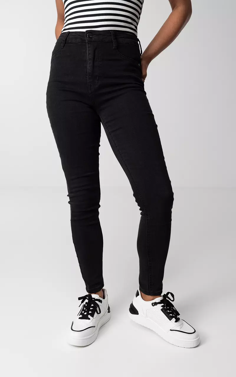 High waist, skinny jeans Black