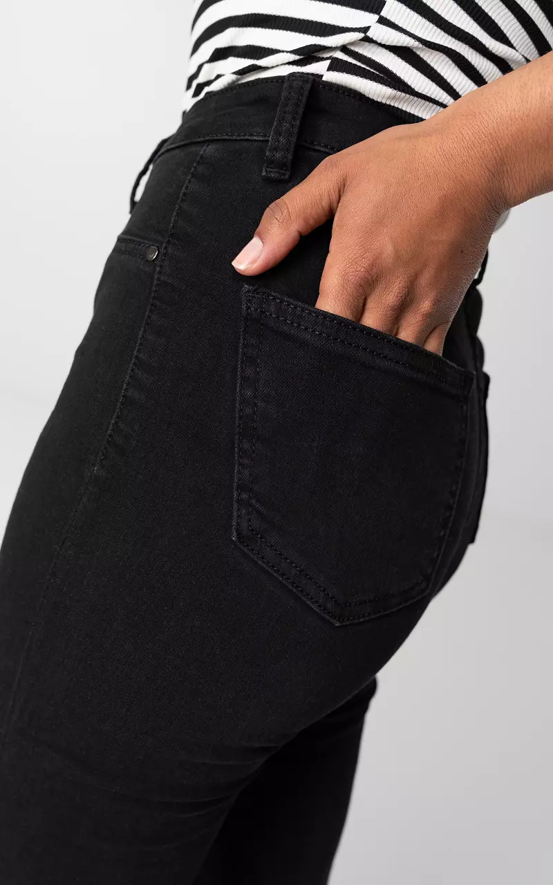 High waist skinny jeans Space Zwart