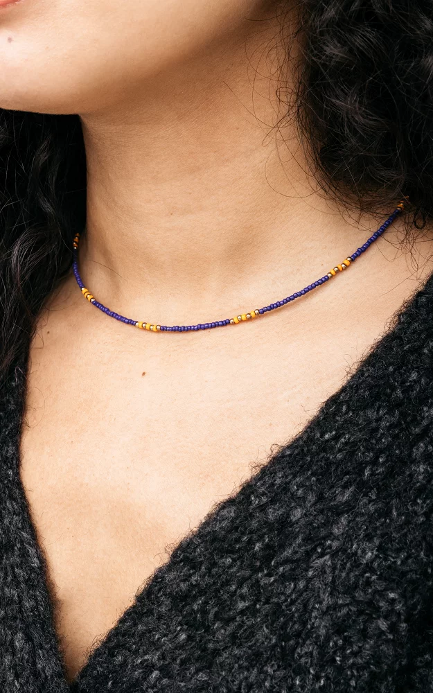 Adjustable necklace with beads Purple Orange