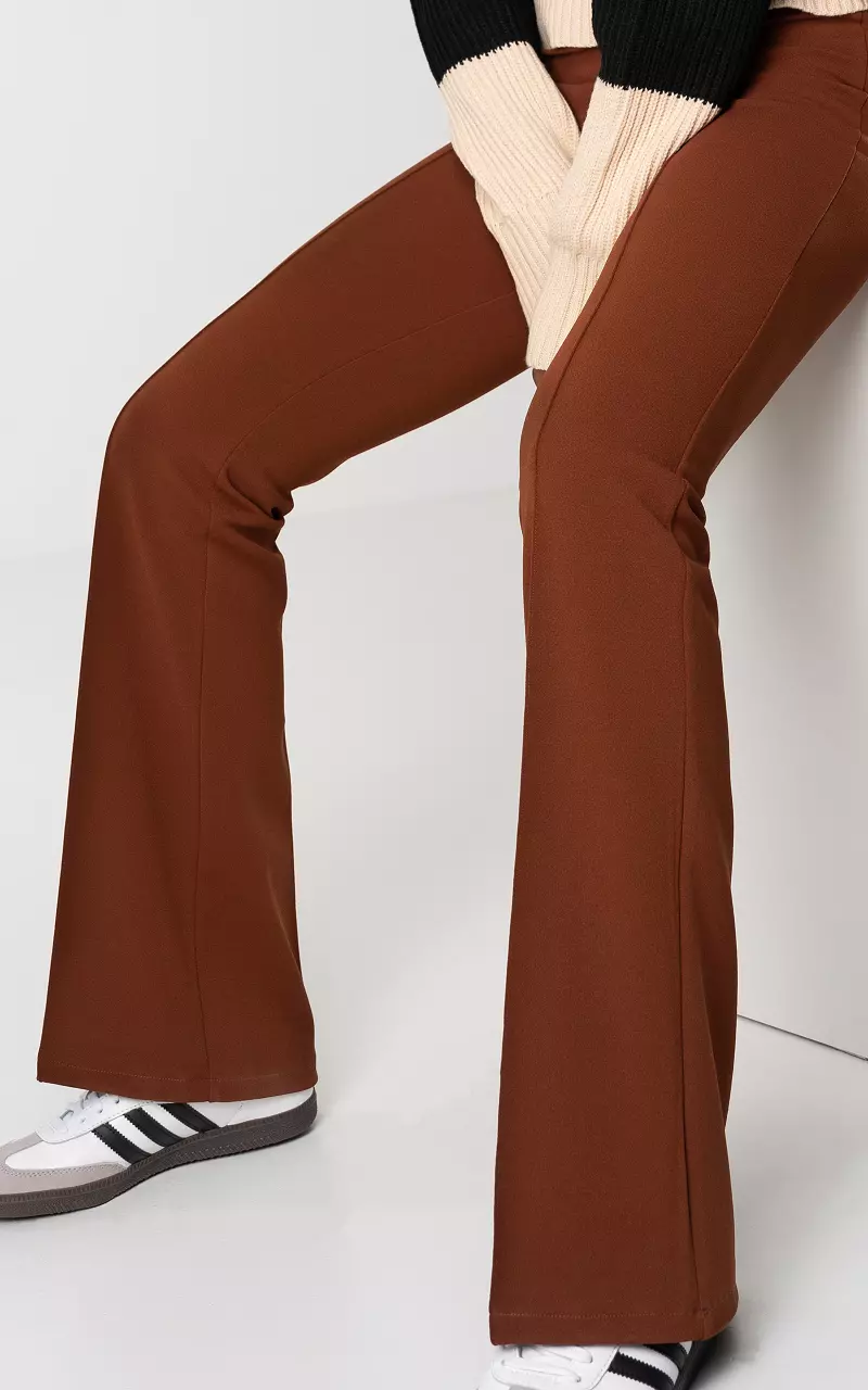 High-waist, flared trousers Rust Brown
