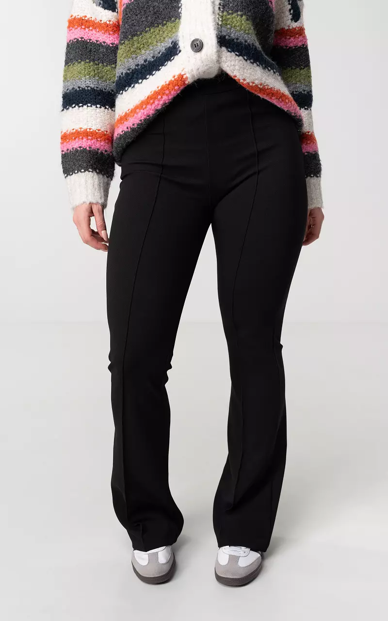 High-waist, flared trousers Black