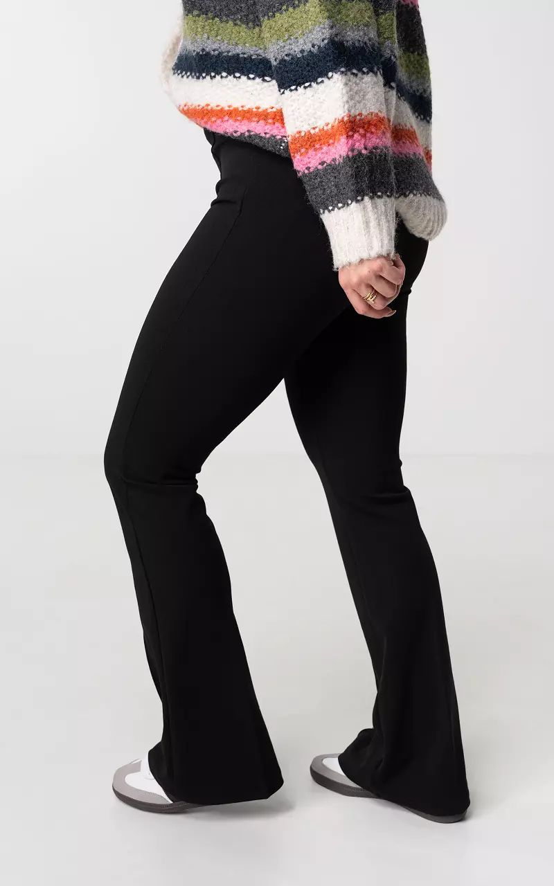 High-waist, flared trousers Black