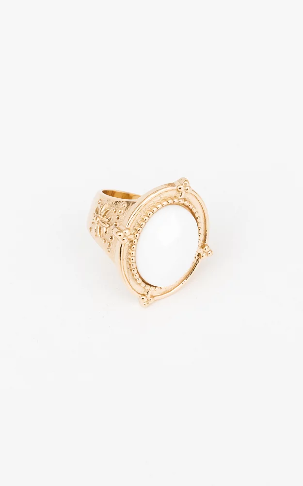 Gouden ring met gekleurde steen Wit Goud