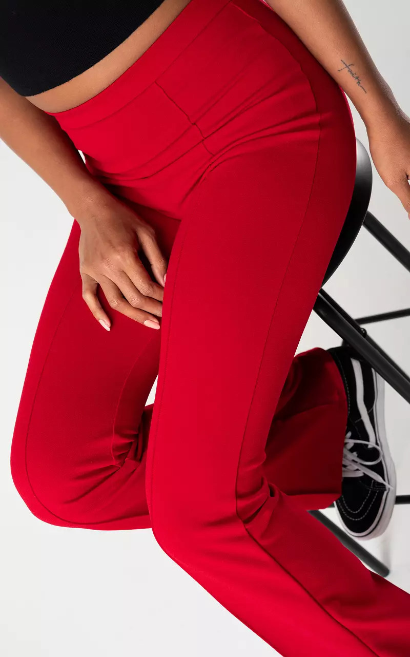 High-waist, flared trousers Red
