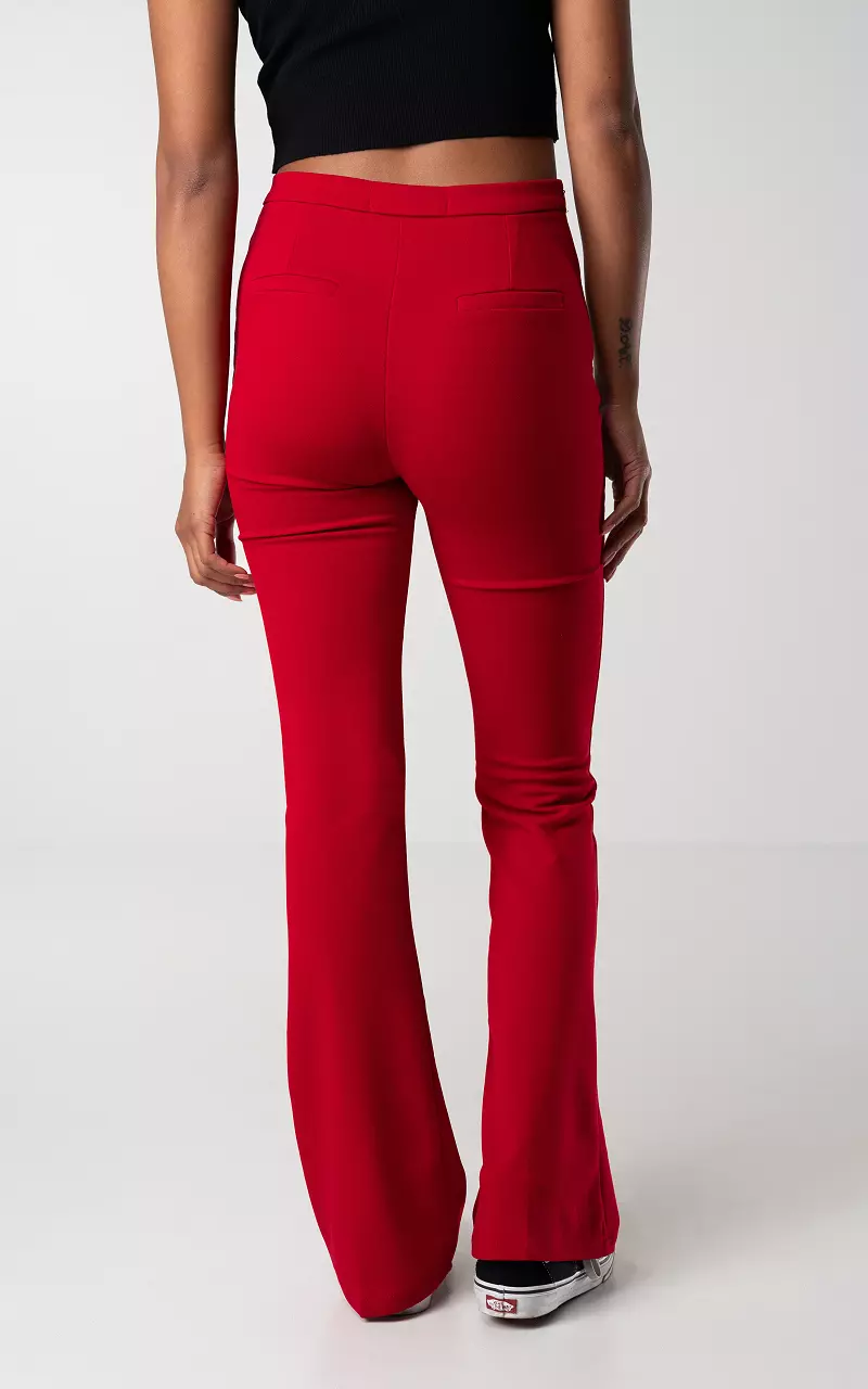 High-waist, flared trousers Red