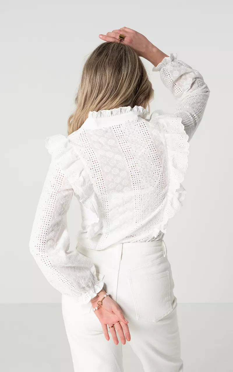 Cotton blouse with ruffles White
