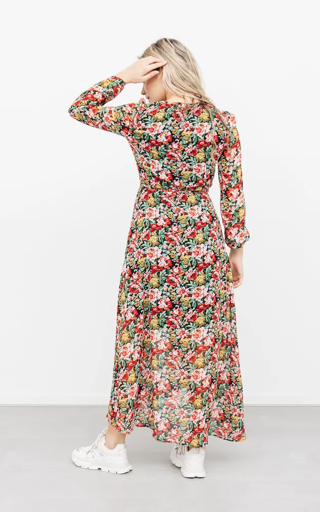 Floral patterned maxi dress Black Yellow