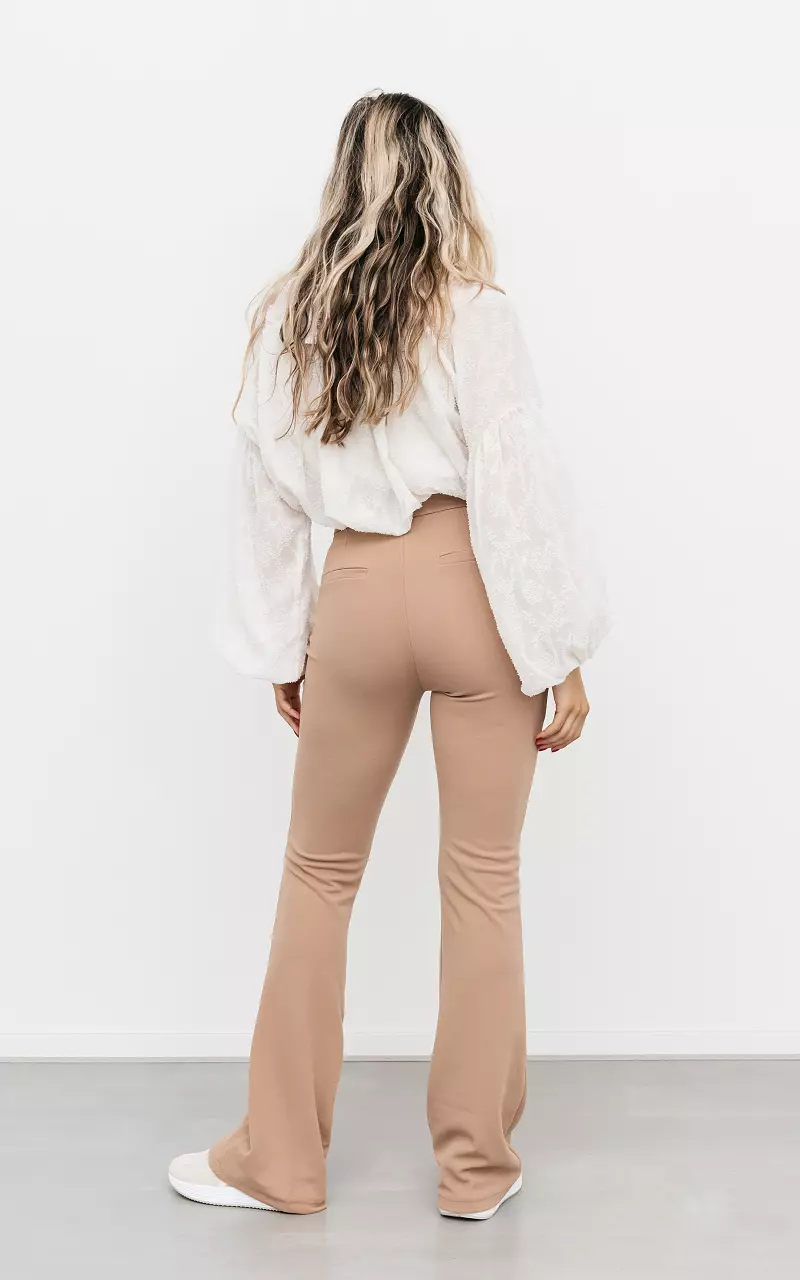 High-waist, flared trousers Light Brown