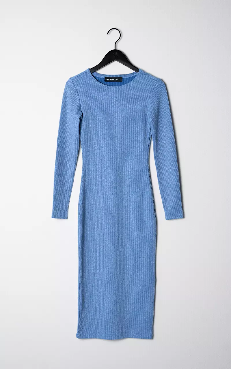 Midi-Kleid mit Rundhalsausschnitt Blau