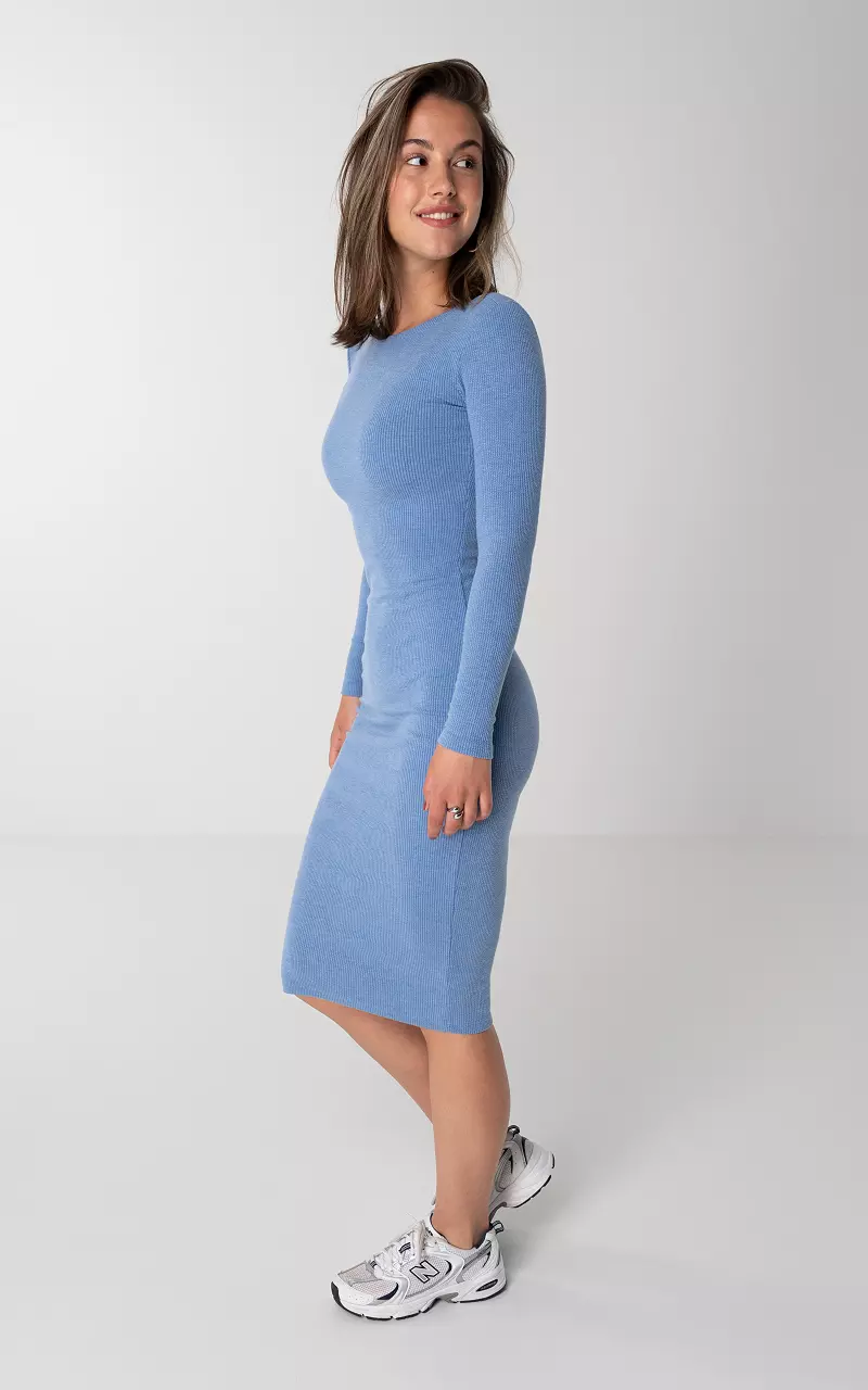 Midi-dress with long sleeves Blue