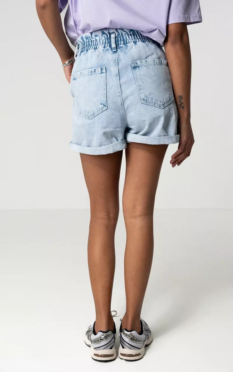 Paperbag-Shorts mit verspielten Details Hellblau