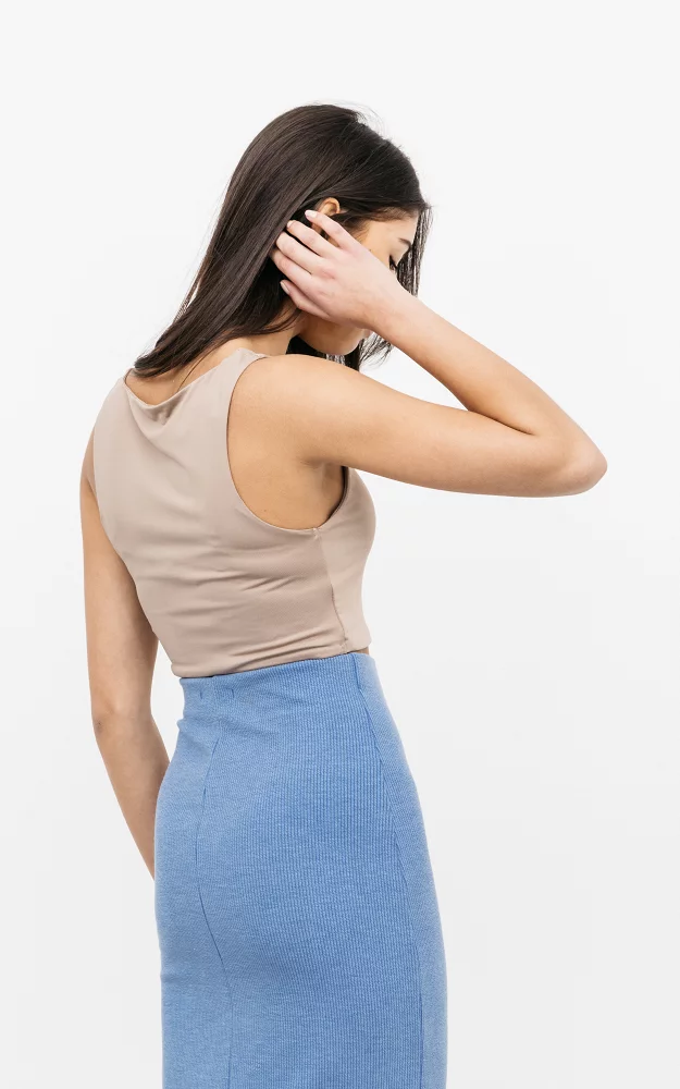 Crop top with squared neckline Taupe