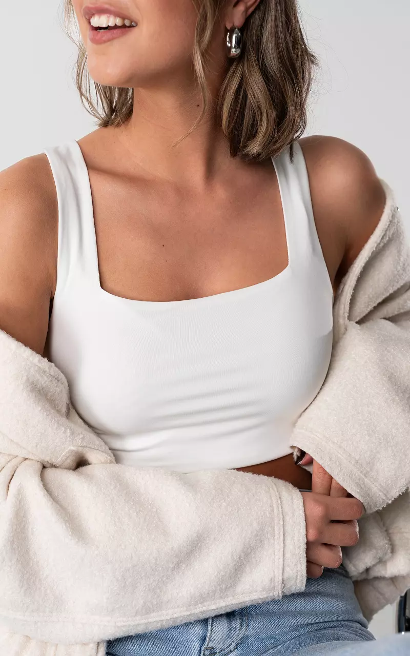 Crop top with squared neckline White