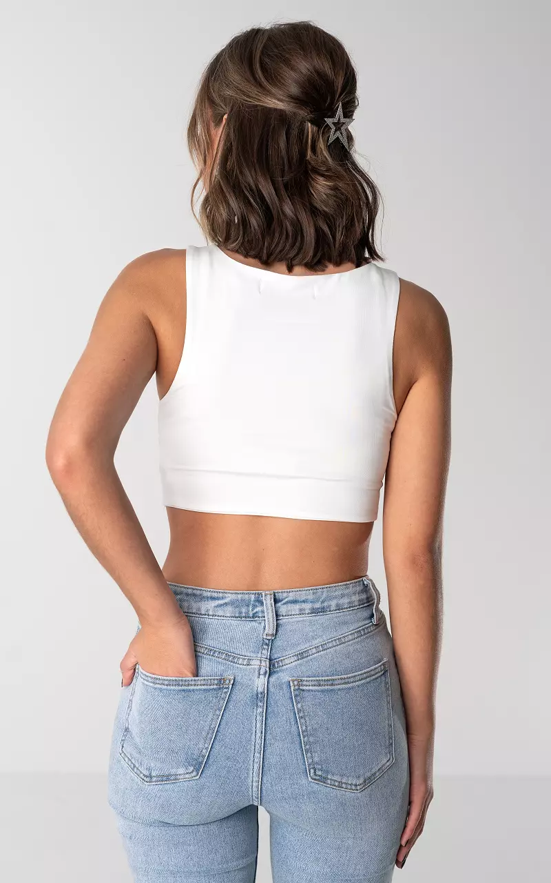 Crop top with squared neckline White