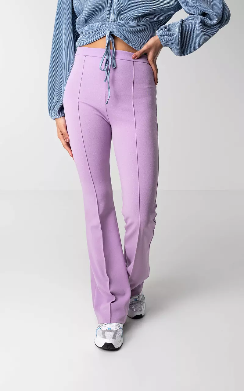 High-waist, flared trousers Lilac